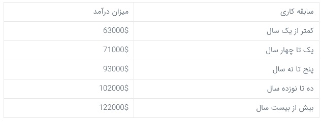 میزان حقوق و درآمد مهندس نرم افزار کامپیوتر در خارج از کشور نیز به فرصت شغلی و تخصص فرد کارمند بستگی دارد و همچنین رقم آن در کشورهای مختلف متفاوت است.